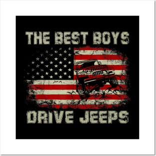 The Best Boys Drive Jeeps American Flag Jeep Posters and Art